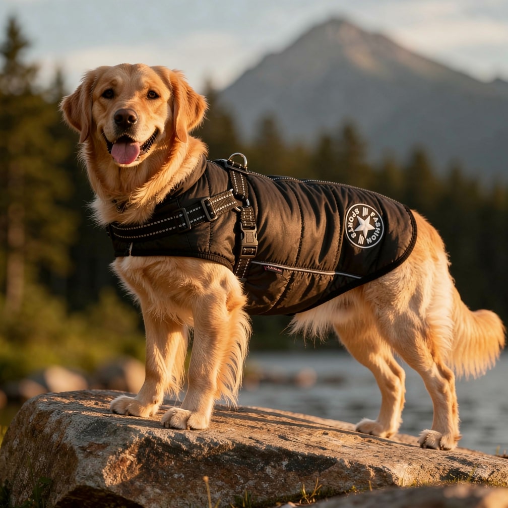 Snuvelo | Cappottino imbottito per cani con pettorina e strisce riflettenti