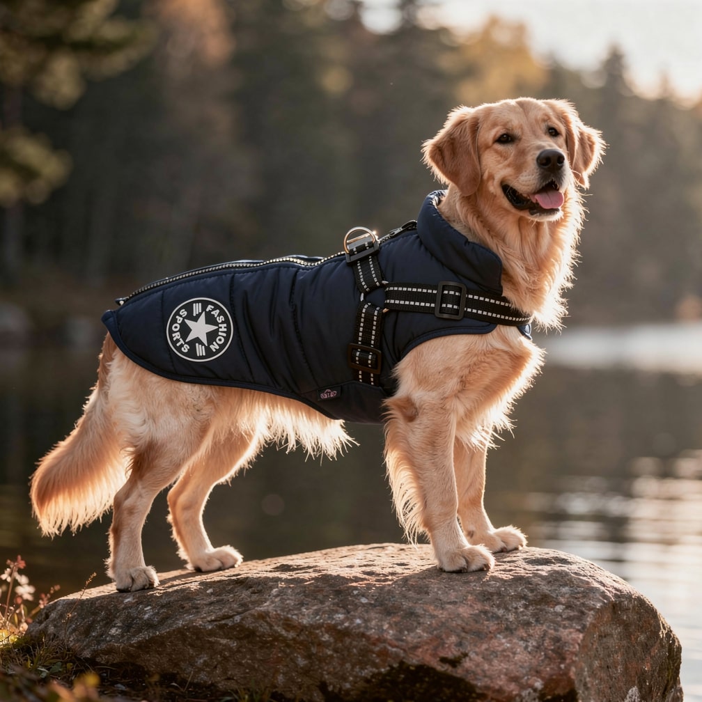 Snuvelo | Cappottino imbottito per cani con pettorina e strisce riflettenti