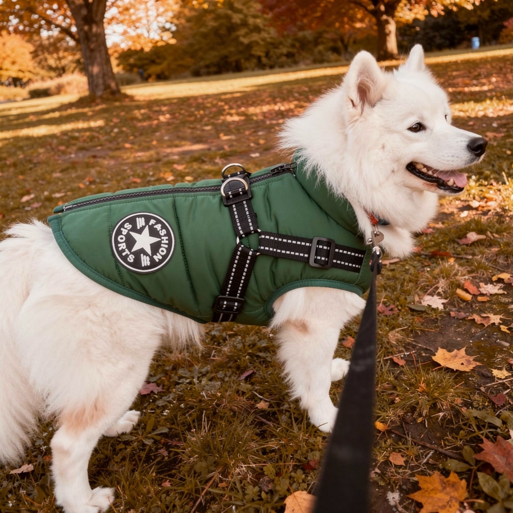 Snuvelo | Cappottino imbottito per cani con pettorina e strisce riflettenti