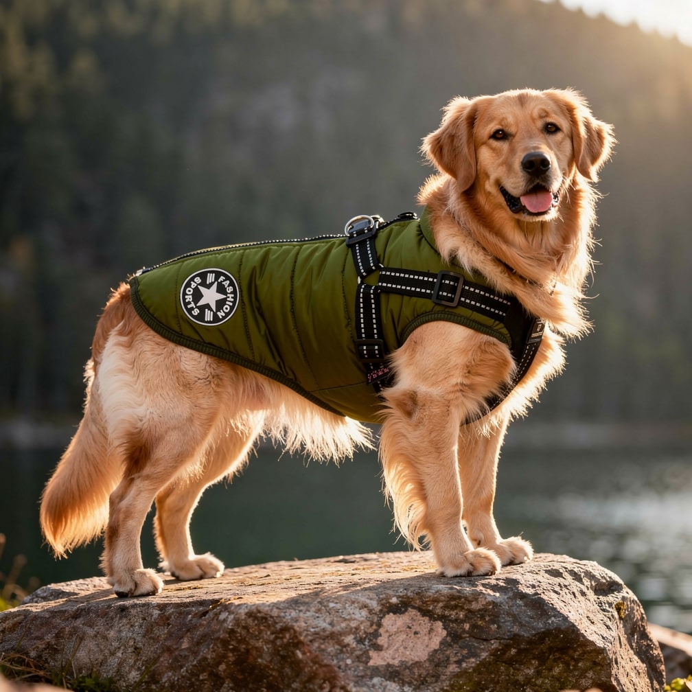 Snuvelo | Cappottino imbottito per cani con pettorina e strisce riflettenti