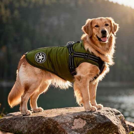 Snuvelo | Gepolsterter Hundemantel mit Geschirr und Reflektorstreifen