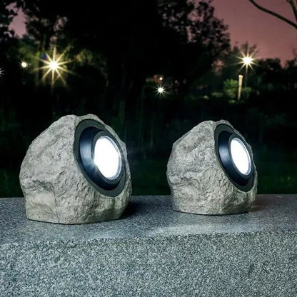 Solar LED outdoor lamp in stone look – weatherproof, IP65