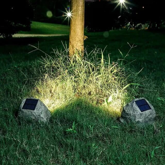 Solar LED outdoor lamp in stone look – weatherproof, IP65