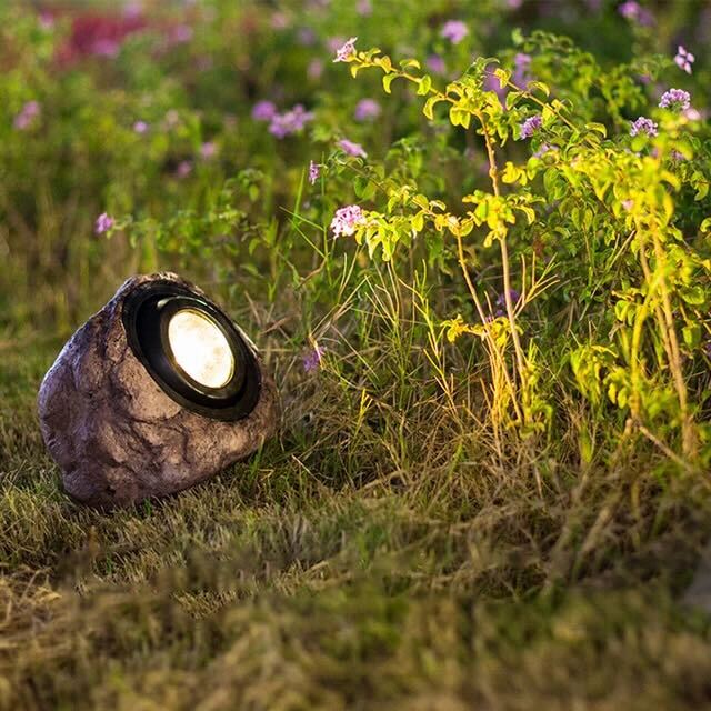 Solar LED outdoor lamp in stone look – weatherproof, IP65
