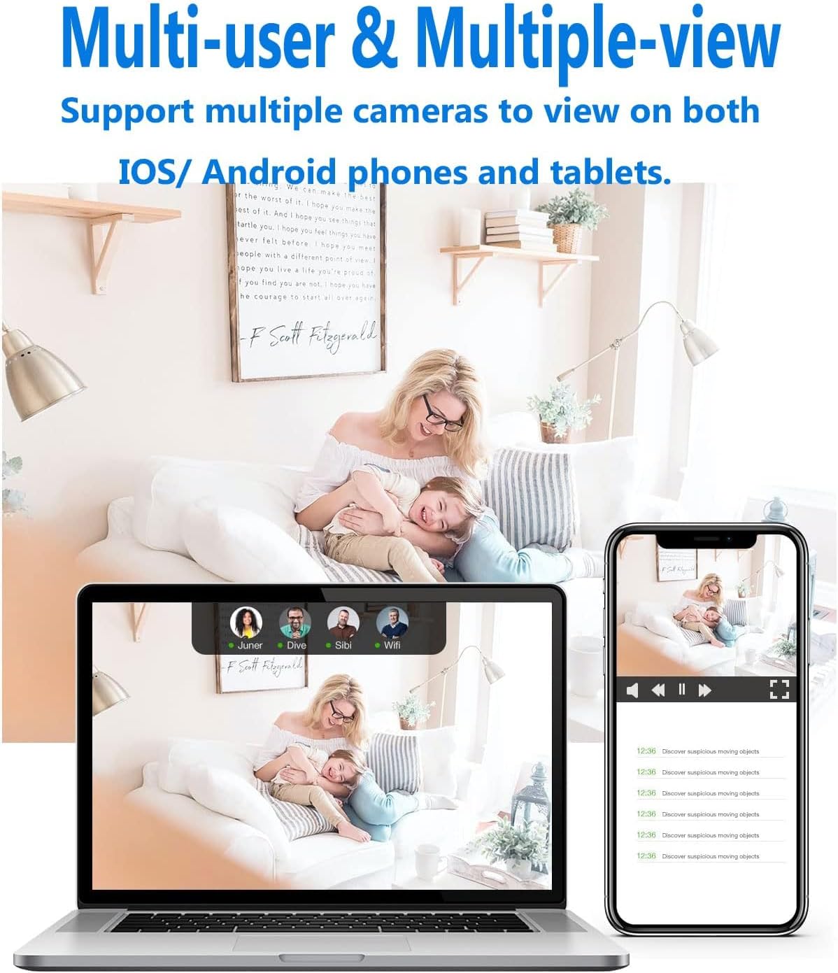 Quinida | Telecamera di sorveglianza Wi-Fi per interni con visione notturna e rilevamento del movimento