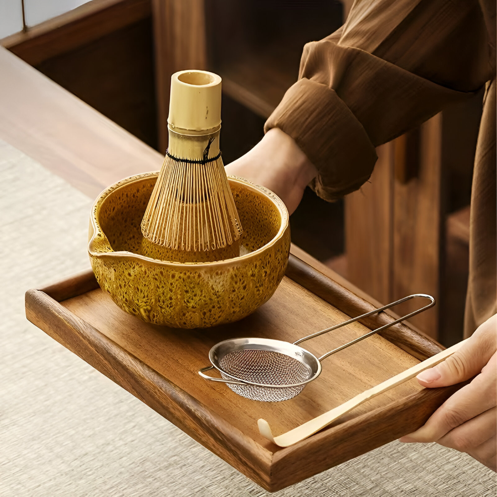 Set Matcha 5 pezzi | Ciotola in ceramica fatta a mano | Servizio da tè giapponese | Con accessori in bambù