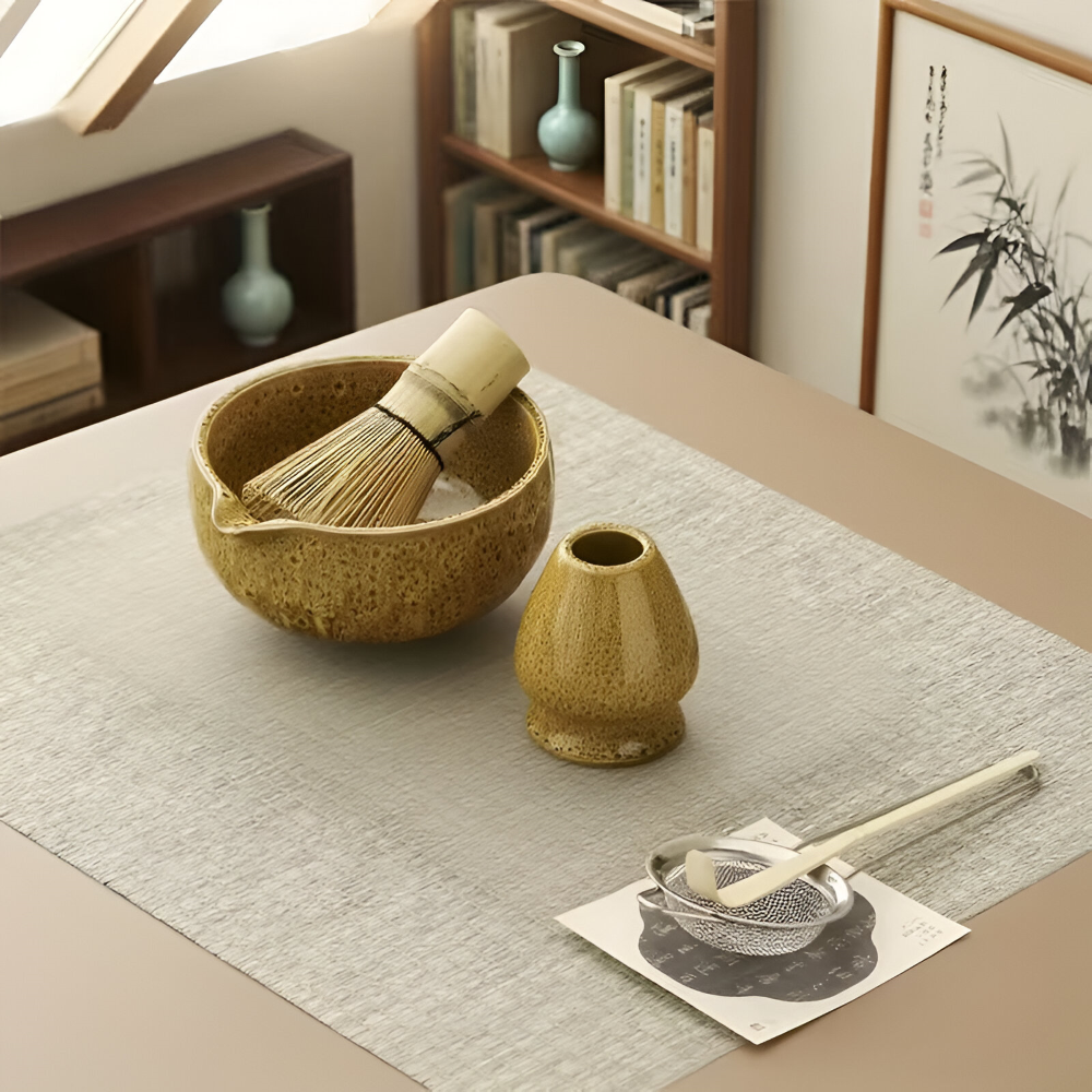 Set Matcha 5 pezzi | Ciotola in ceramica fatta a mano | Servizio da tè giapponese | Con accessori in bambù