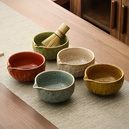 Set Matcha 5 pezzi | Ciotola in ceramica fatta a mano | Servizio da tè giapponese | Con accessori in bambù
