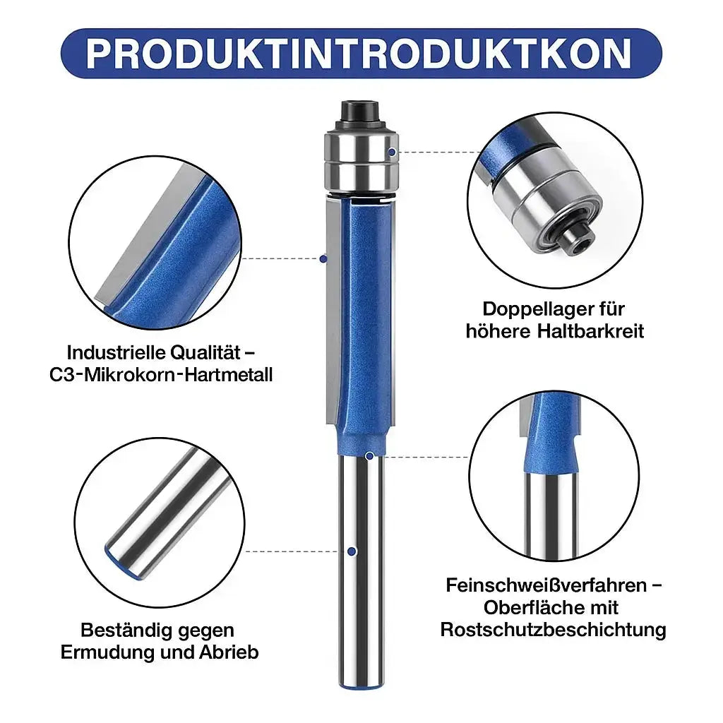 Kantivo | Deburring and Polishing Router Bits, Set of 4, 1/4" Shank, Double Bearing