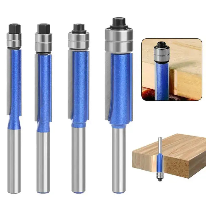 Kantivo | Deburring and Polishing Router Bits, Set of 4, 1/4" Shank, Double Bearing