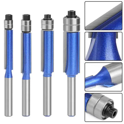 Kantivo | Deburring and Polishing Router Bits, Set of 4, 1/4" Shank, Double Bearing
