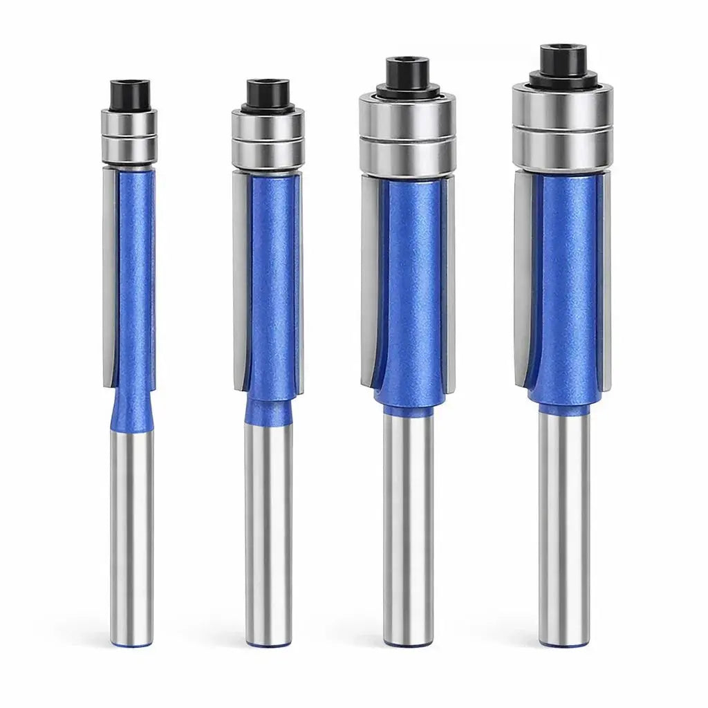 Kantivo | Deburring and Polishing Router Bits, Set of 4, 1/4" Shank, Double Bearing