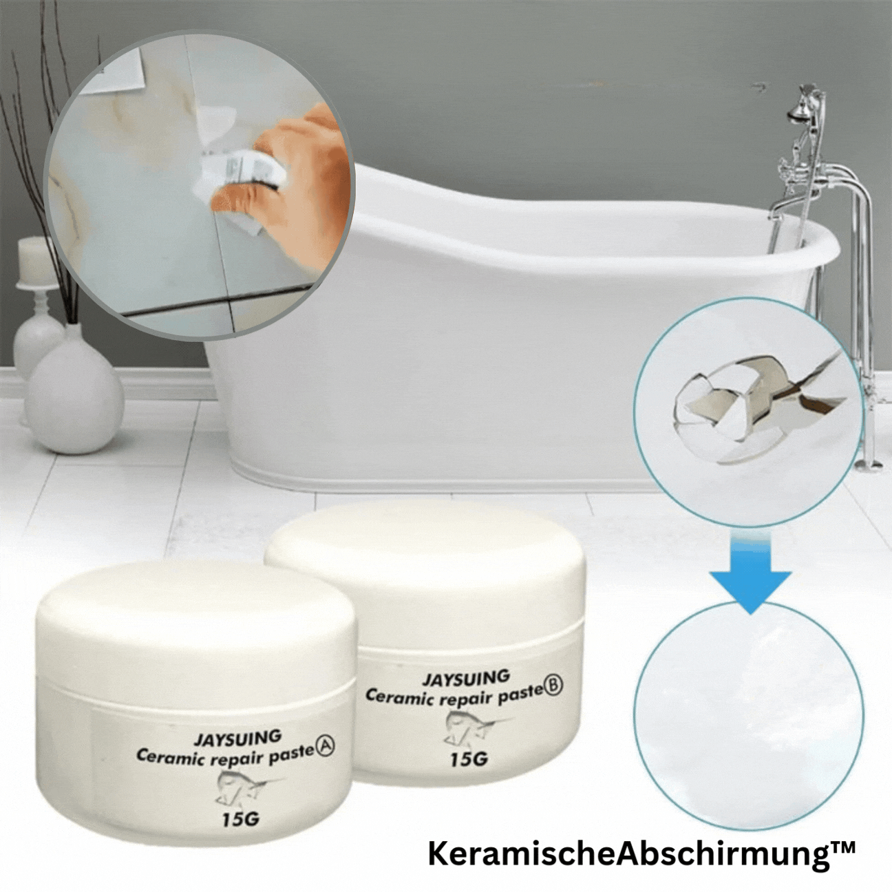 Fliesora | Tile Repair Paste for Ceramic and Porcelain Tiles with Glossy Finish