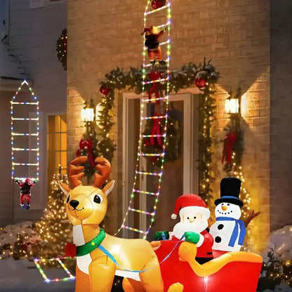 Klimora | Weihnachtsdeko kletternder Weihnachtsmann mit LED-Leiter, ca. 2,5 m