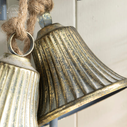 Glockara | Christmas Garland with 5 Metal Bells on Jute Rope, 98 cm
