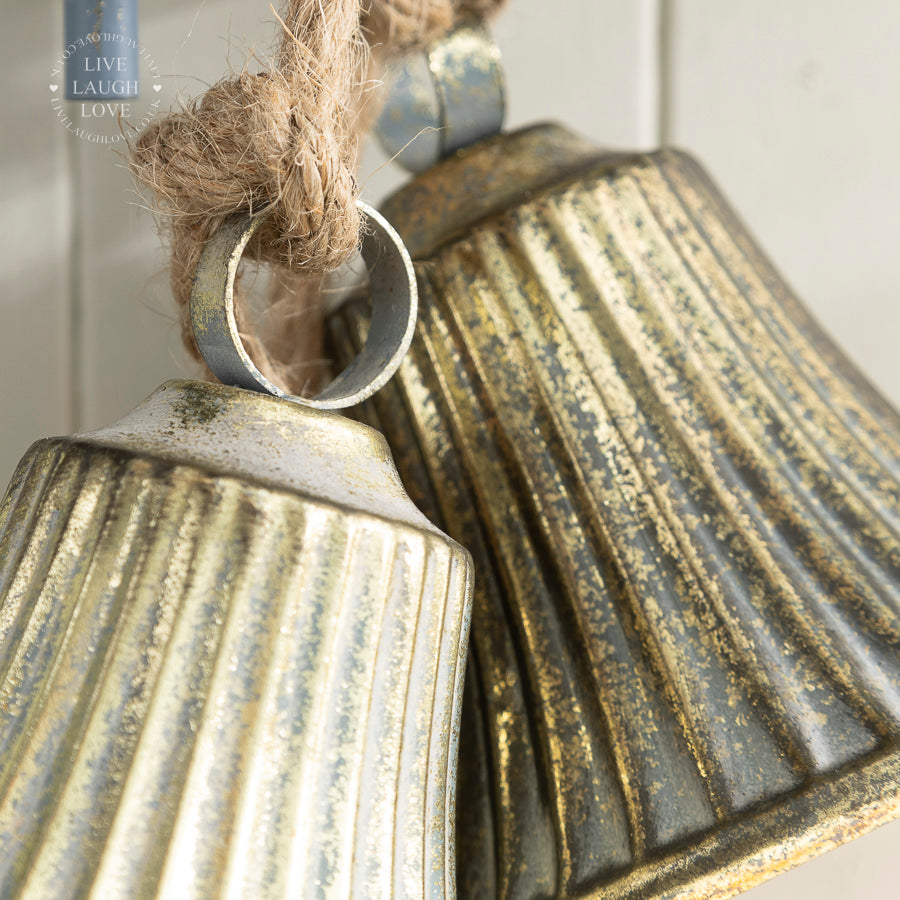Glockara | Christmas Garland with 5 Metal Bells on Jute Rope, 98 cm