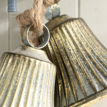Glockara | Christmas Garland with 5 Metal Bells on Jute Rope, 98 cm