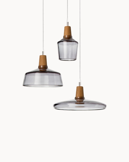 Lampada Loft – Lampada in vetro scandinava moderna con base in legno (E27)