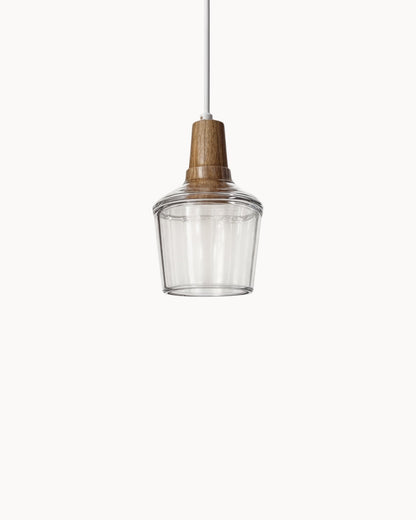 Lampada Loft – Lampada in vetro scandinava moderna con base in legno (E27)