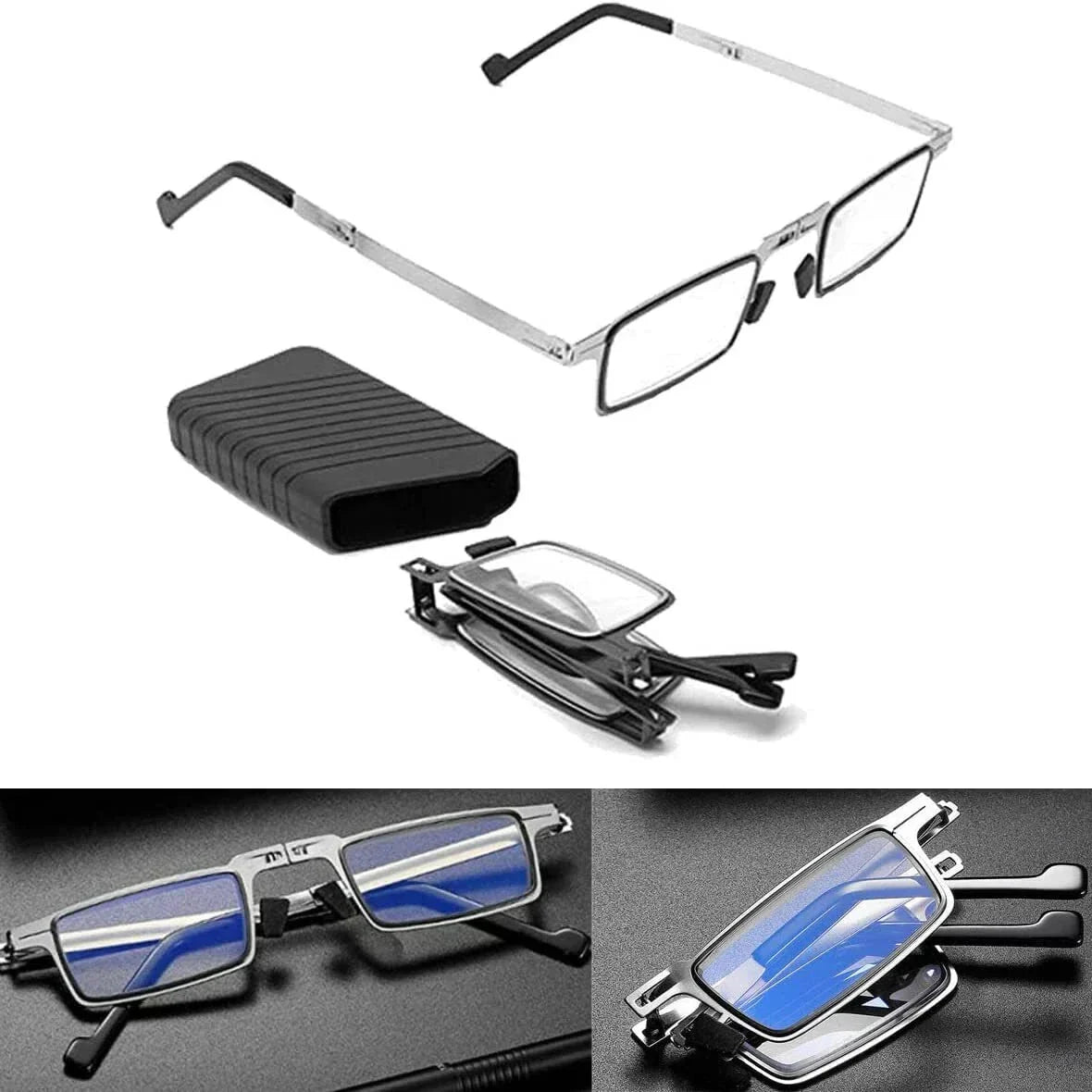 Lentiva | Faltbare Lesebrille aus Titanlegierung mit Etui, +1,0 bis +4,0