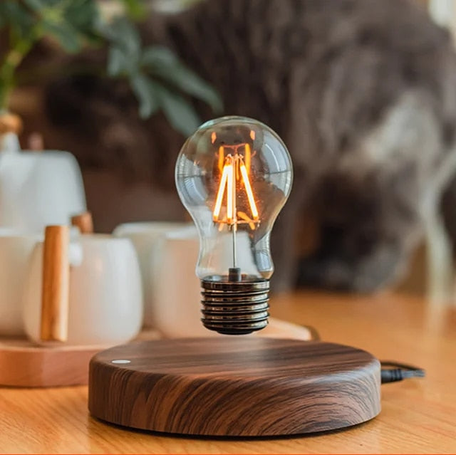 Aerolight Nova | Lampadina LED magnetica sospesa con base in legno