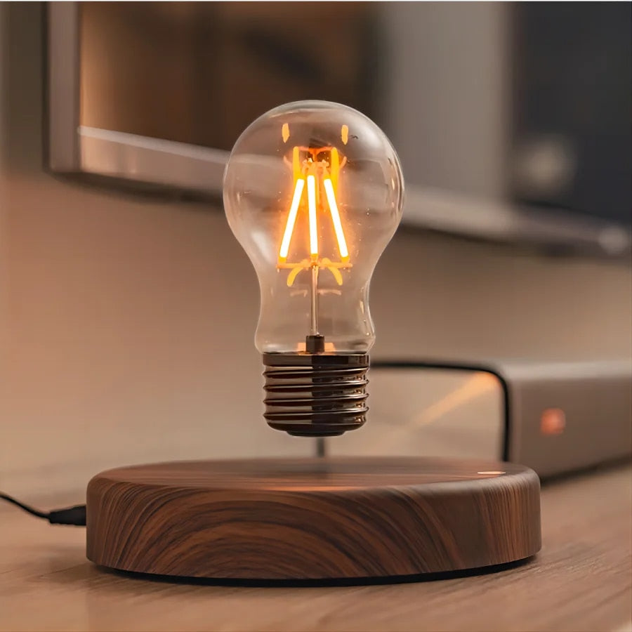 Aerolight Nova | Lampadina LED magnetica sospesa con base in legno