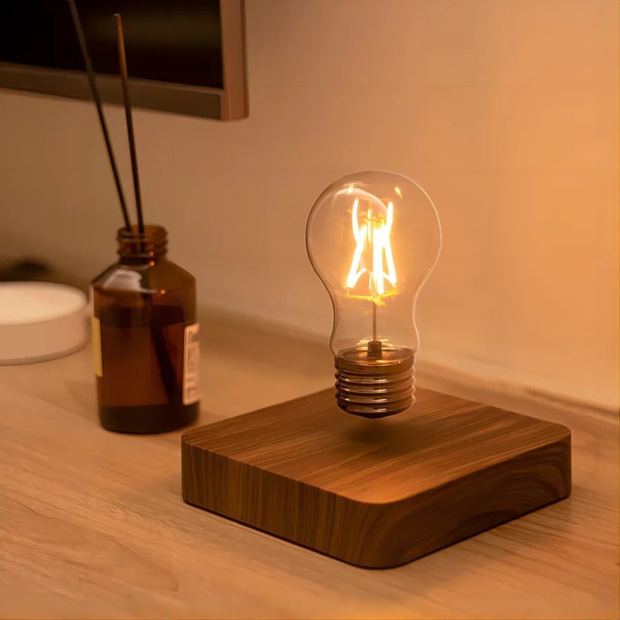 Aerolight Nova | Lampadina LED magnetica sospesa con base in legno