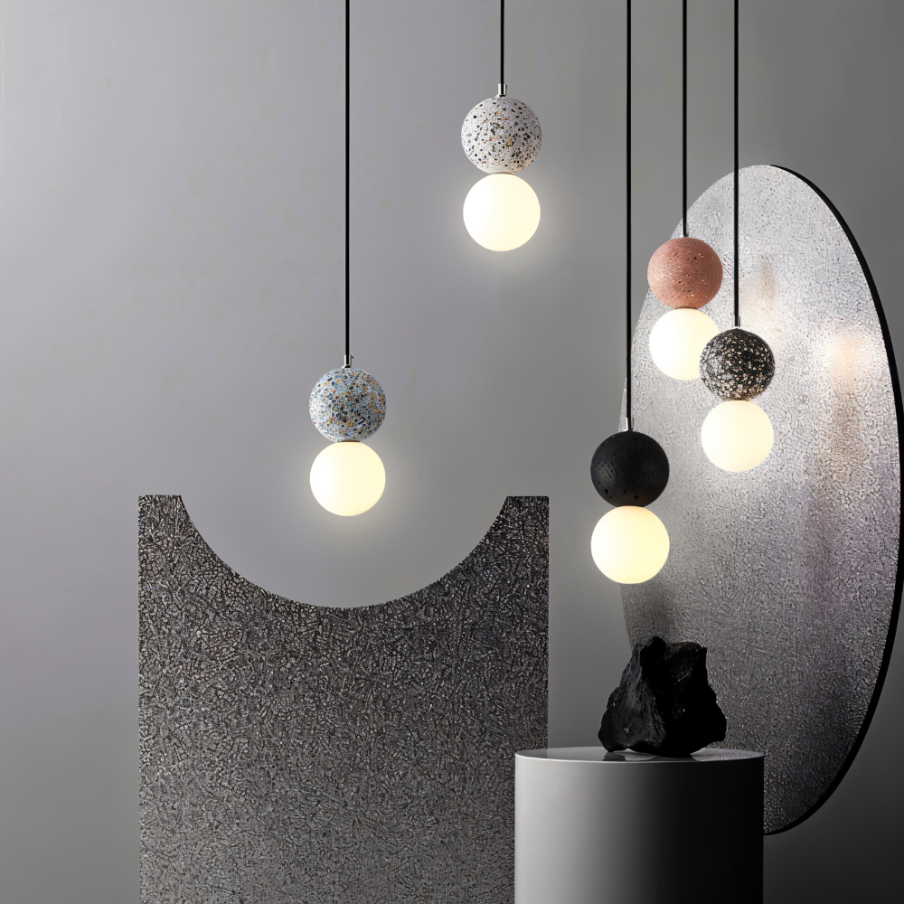 LumeGlobe – Elegante lampada a sospensione a doppia sfera in vetro e metallo per il tavolo da pranzo