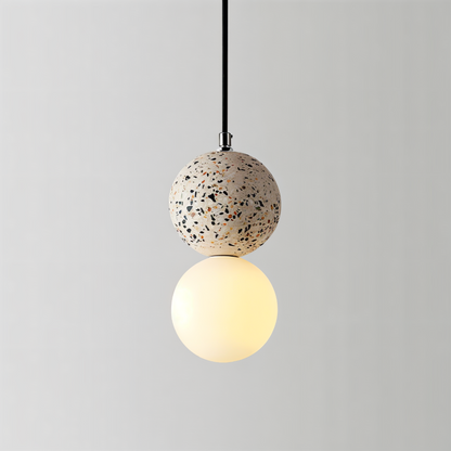 LumeGlobe – Elegante lampada a sospensione a doppia sfera in vetro e metallo per il tavolo da pranzo