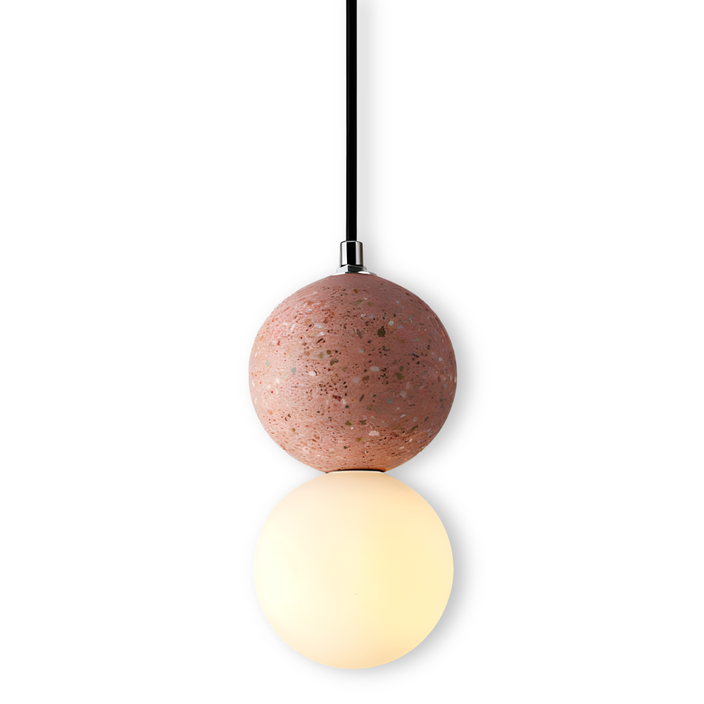 LumeGlobe – Elegante lampada a sospensione a doppia sfera in vetro e metallo per il tavolo da pranzo