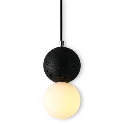 LumeGlobe – Elegante lampada a sospensione a doppia sfera in vetro e metallo per il tavolo da pranzo