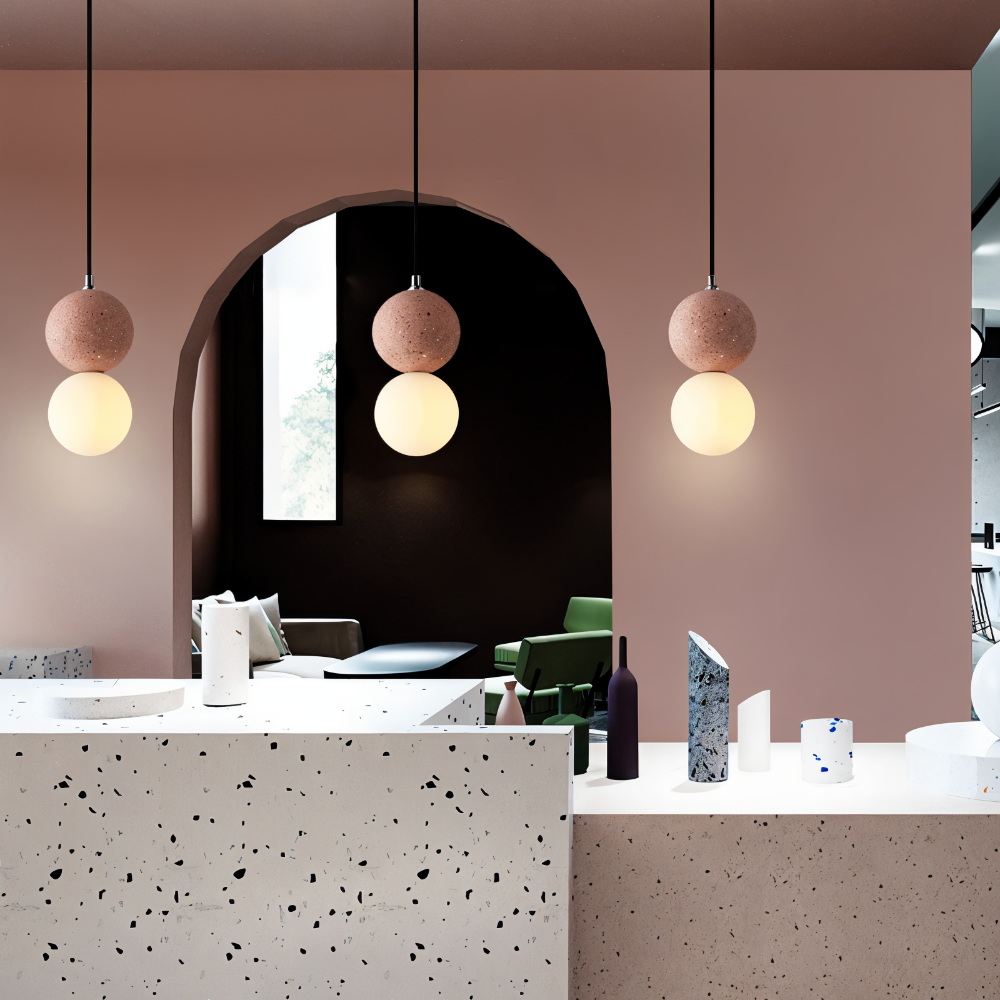 LumeGlobe – Elegante lampada a sospensione a doppia sfera in vetro e metallo per il tavolo da pranzo