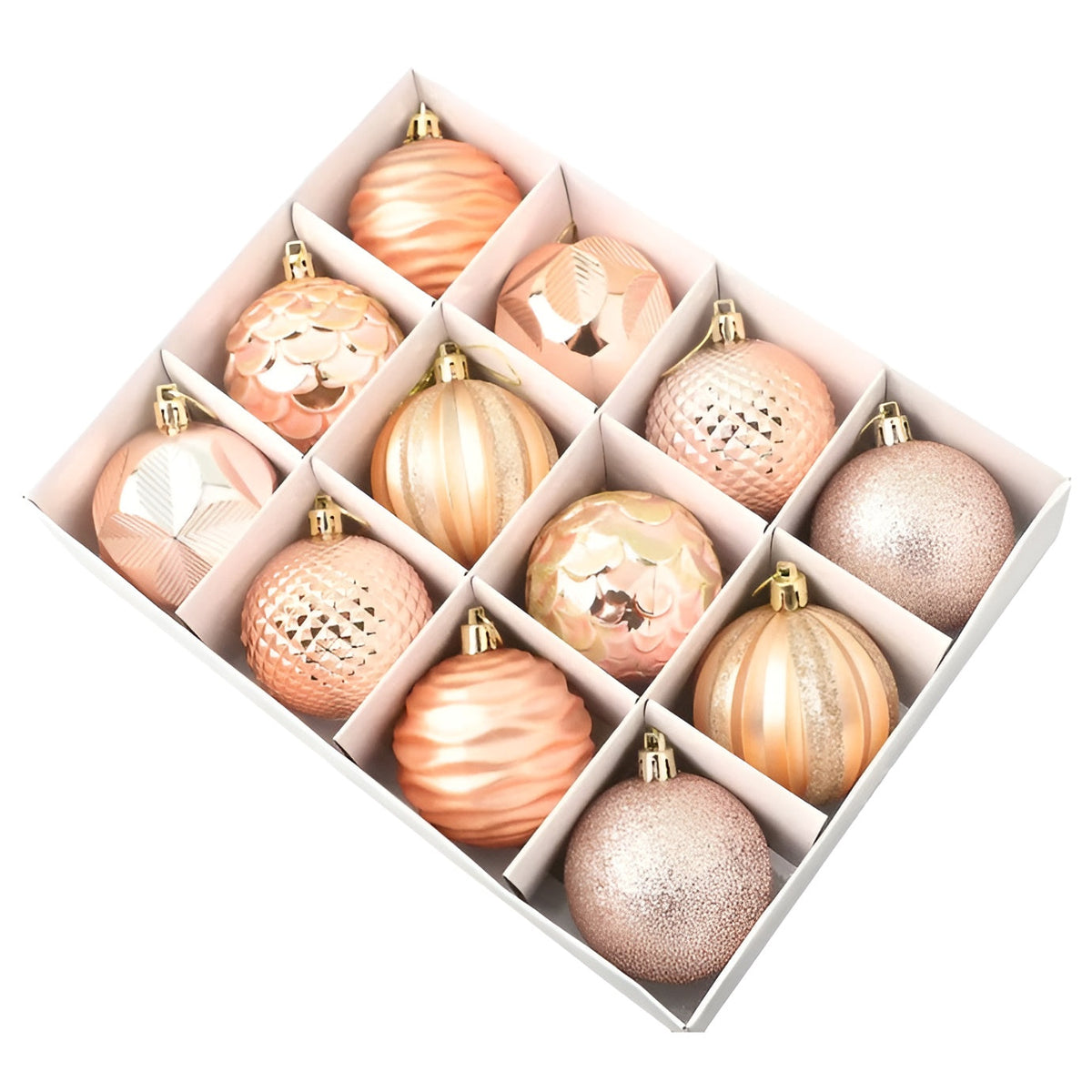 Luxuriöse Weihnachtskugeln Set | 24-teilige Christbaumkugeln | Edle Weihnachtsdeko in Grün, Silber, Rot, Rosa & Champagner