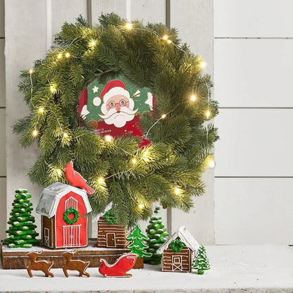 Kranzelo | Ghirlanda natalizia luminosa con catena di luci LED, verde pino da 190 cm