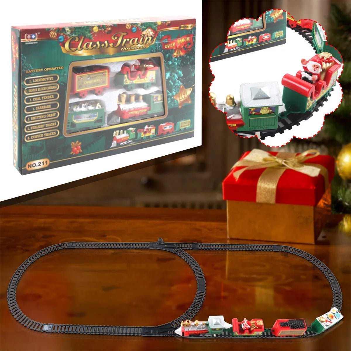 Festivelocomo | Electric Christmas Tree Train Set with Click-Together Track