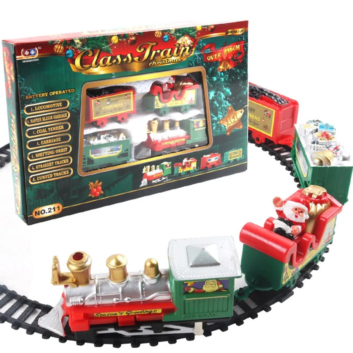 Festivelocomo | Electric Christmas Tree Train Set with Click-Together Track