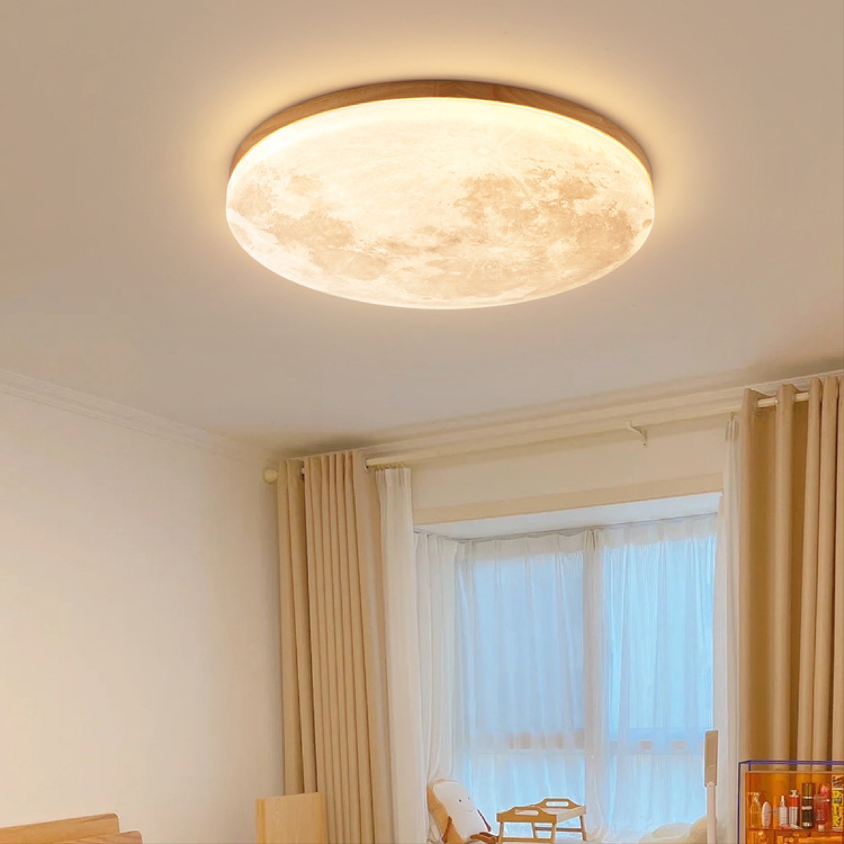 Lunavera | LED Deckenleuchte in Mondform aus Acryl und Metall, dimmbar