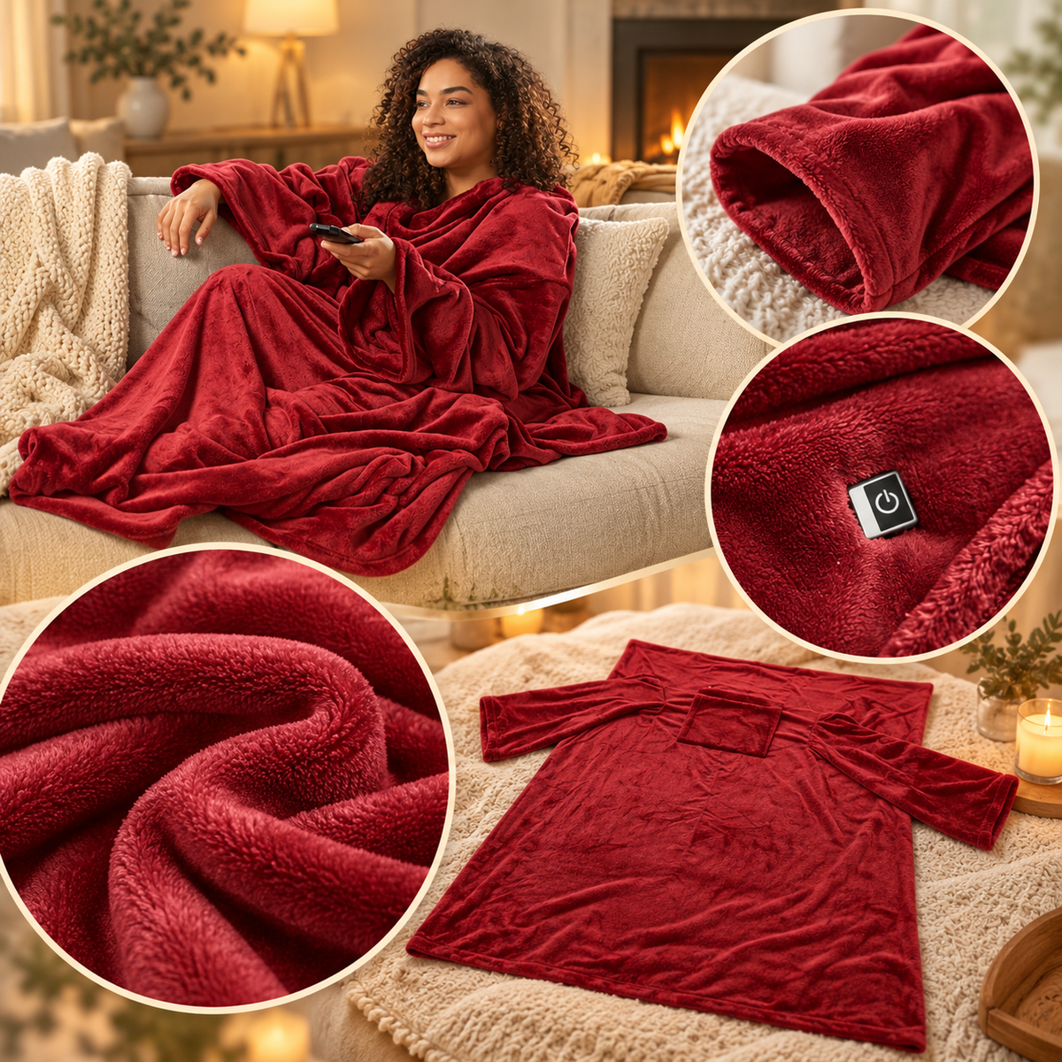 Armelino | Coperta riscaldante con maniche, 3 livelli di calore e spegnimento dopo 30 minuti