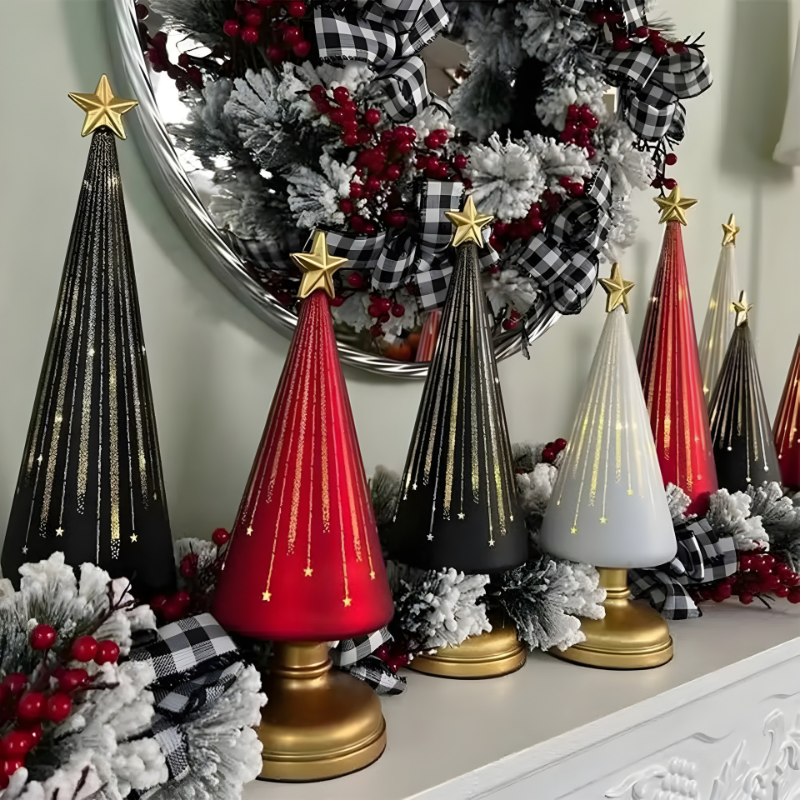 Stellira | LED Weihnachtsbaum Tischlampe mit Stern, Touch und Timer