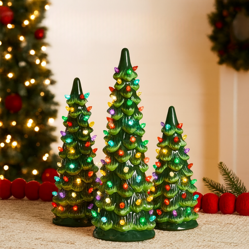 Branela | LED Weihnachtsbaum aus Keramik mit Timer und Batteriebetrieb