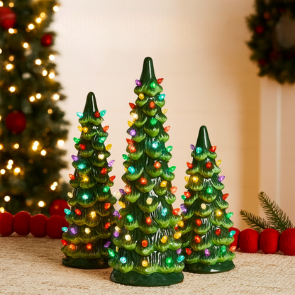 Branela | LED Weihnachtsbaum aus Keramik mit Timer und Batteriebetrieb