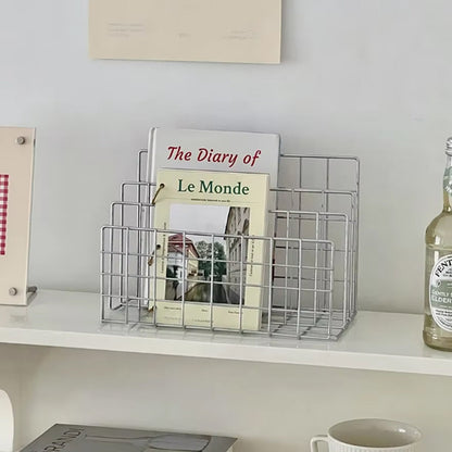 Ferro Grid | metallic table rack with mesh structure for magazines & kitchen