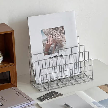 Ferro Grid | metallic table rack with mesh structure for magazines & kitchen