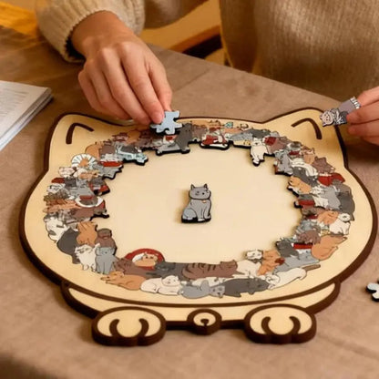 MiauPuzzle | Elegantes Holzpuzzle für Erwachsene in Sanften Morandi-Farben 0