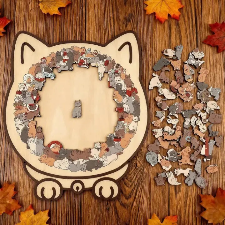 MiauPuzzle | Elegantes Holzpuzzle für Erwachsene in Sanften Morandi-Farben 1