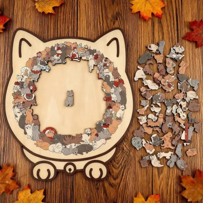 MiauPuzzle | Elegantes Holzpuzzle für Erwachsene in Sanften Morandi-Farben 1