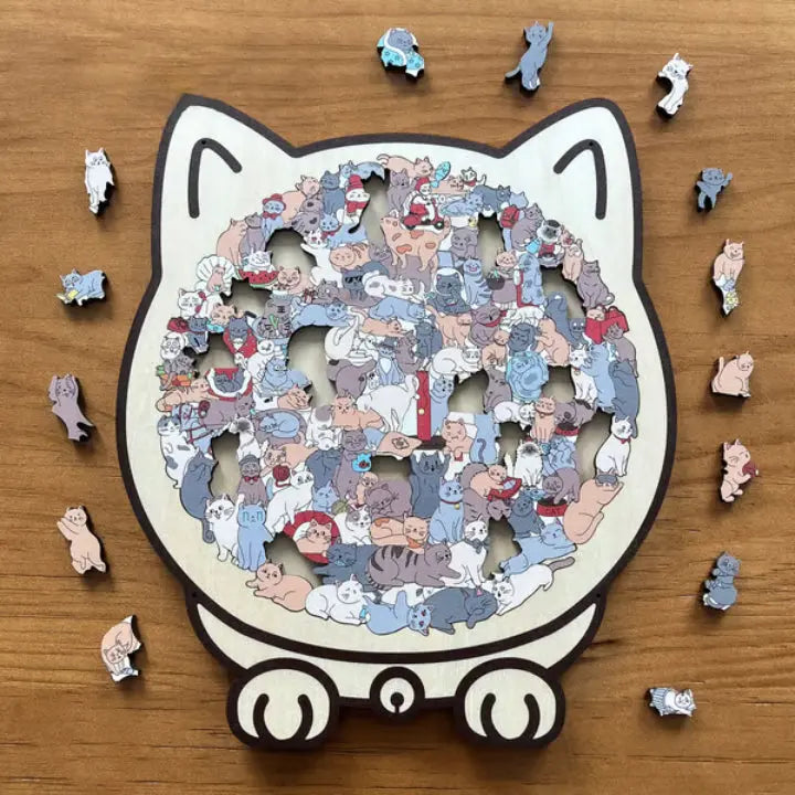 MiauPuzzle | Elegantes Holzpuzzle für Erwachsene in Sanften Morandi-Farben 3