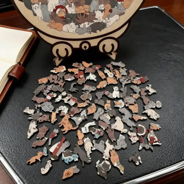 MiauPuzzle | Elegantes Holzpuzzle für Erwachsene in Sanften Morandi-Farben 4