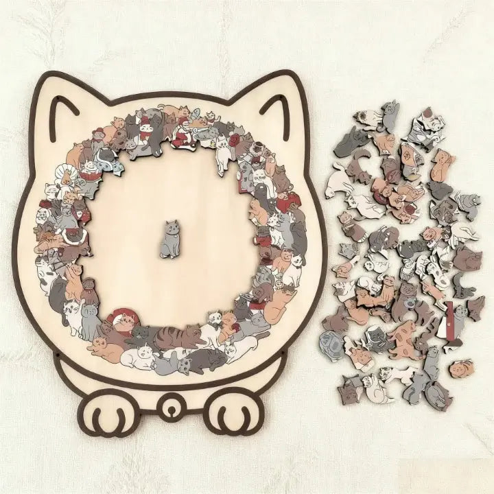 MiauPuzzle | Elegantes Holzpuzzle für Erwachsene in Sanften Morandi-Farben 5