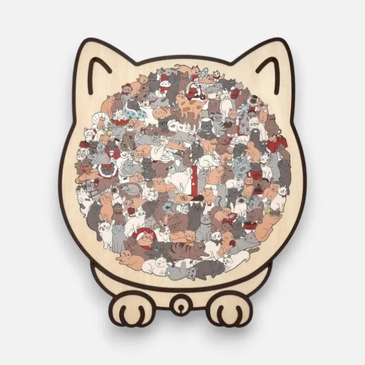 MiauPuzzle | Elegantes Holzpuzzle für Erwachsene in Sanften Morandi-Farben 6